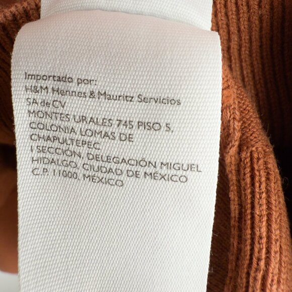 COS Colorblock Cotton Fine-Knit Pink & Chestnut Brown Crewneck Sweater Top Sz S - Picture 9 of 9